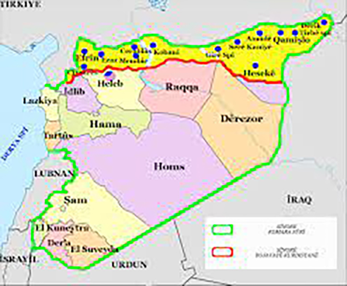 RojavaYê Kurdistanê, map